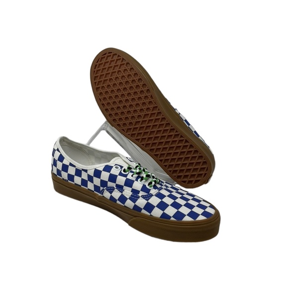 VANS Authentic Shoe Men's Check Sneaker Skate Low Canvas Blue White VN0009PVY6Z - Picture 8 of 10